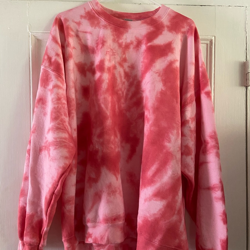 PINK AND RED TIE-DYE crewneck / sweatshirt